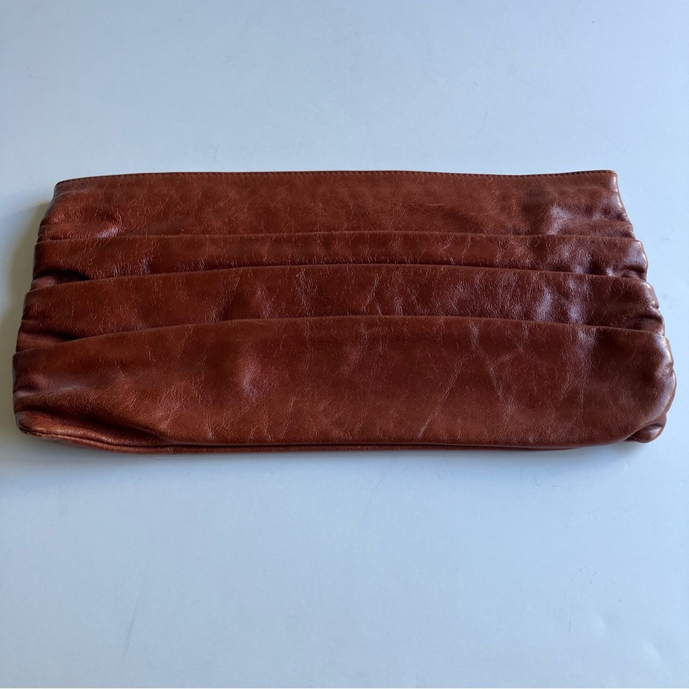 HOBO Pleated Leather Large Clutch Handbag